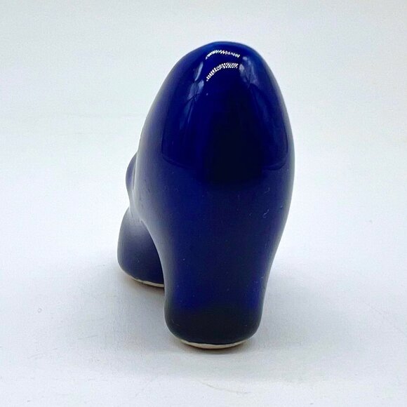Vintage Blue Miniature Ceramic Shoe Figurine with Gold Bow Accents - Picture 5 of 8